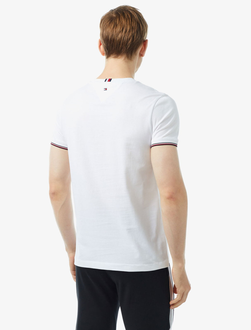 Tommy Hilfiger Logo Tipped Erkek Beyaz T-Shirt Tommy Hilfiger Logo Tipped Erkek Beyaz T-Shirt
