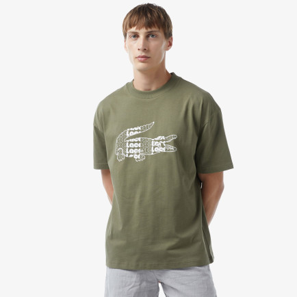 Lacoste Erkek Oversize Fit Bisiklet Yaka Baskılı Haki T-Shirt Lacoste Erkek Oversize Fit Bisiklet Yaka Baskılı Haki T-Shirt