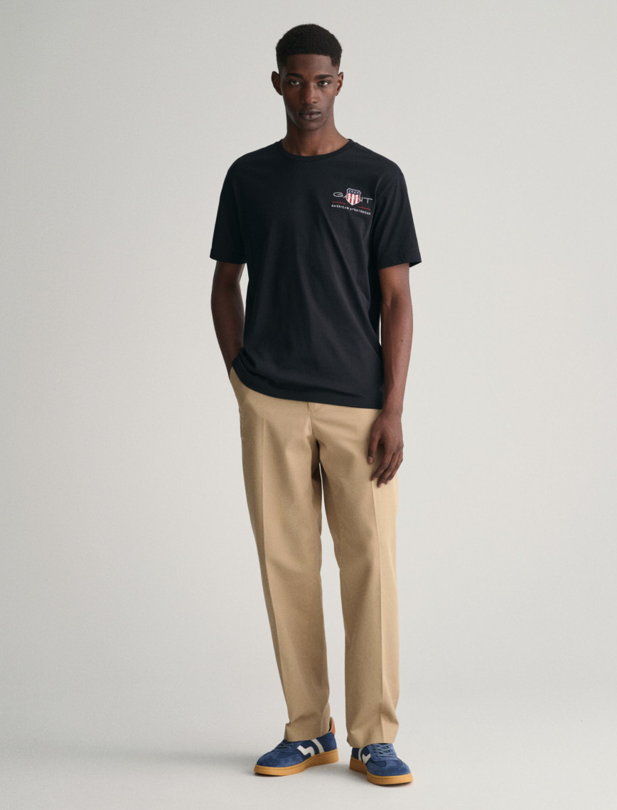 GANT Erkek Siyah Regular Fit Bisiklet Yaka Logolu T-shirt GANT Erkek Siyah Regular Fit Bisiklet Yaka Logolu T-shirt