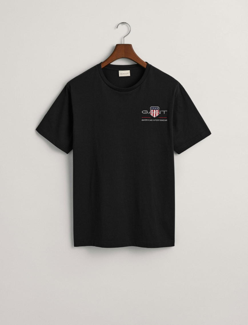 GANT Erkek Siyah Regular Fit Bisiklet Yaka Logolu T-shirt GANT Erkek Siyah Regular Fit Bisiklet Yaka Logolu T-shirt