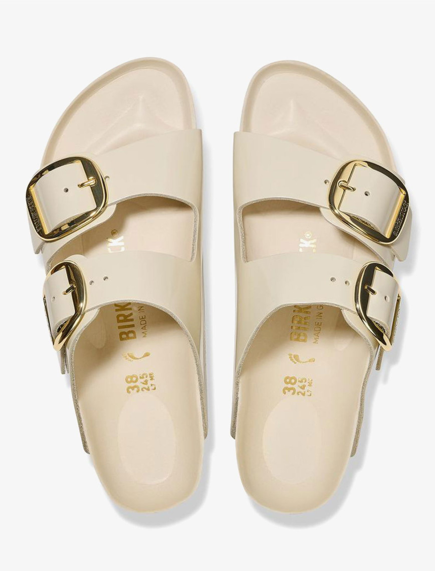 Birkenstock Arizona Big Buckle Nl High Shine Kadın Krem Rengi Terlik Birkenstock Arizona Big Buckle Nl High Shine Kadın Krem Rengi Terlik