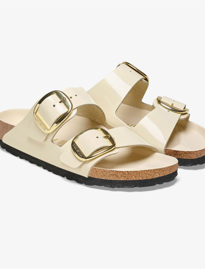 Birkenstock Arizona Big Buckle Nl High Shine Kadın Krem Rengi Terlik Birkenstock Arizona Big Buckle Nl High Shine Kadın Krem Rengi Terlik
