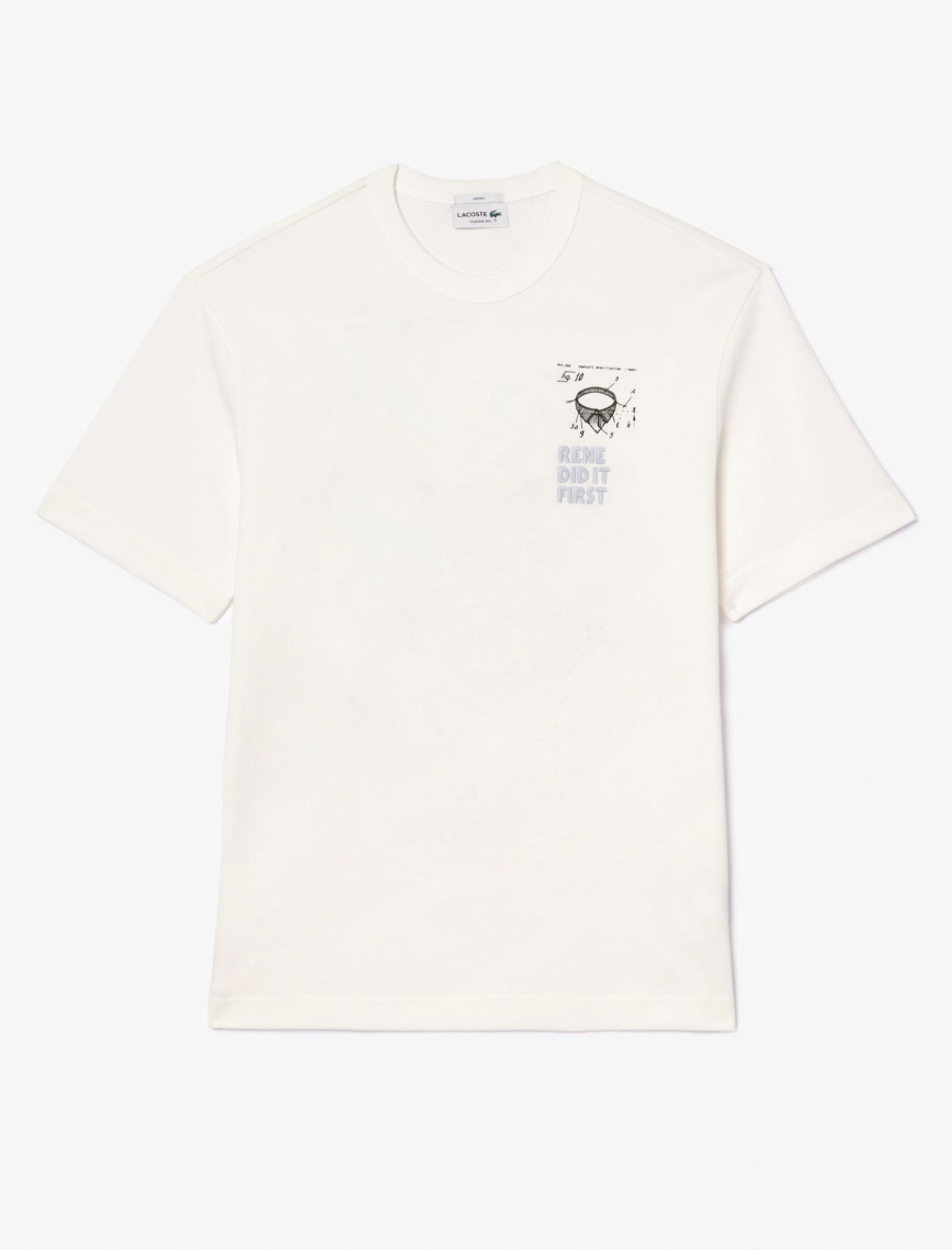 Lacoste Bisiklet Yaka Baskılı Erkek Beyaz T-Shirt Lacoste Bisiklet Yaka Baskılı Erkek Beyaz T-Shirt