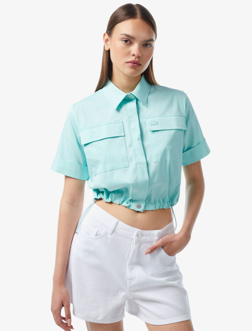 Lacoste Kadın Kısa Kollu Mavi Gömlek Lacoste Kadın Kısa Kollu Mavi Gömlek