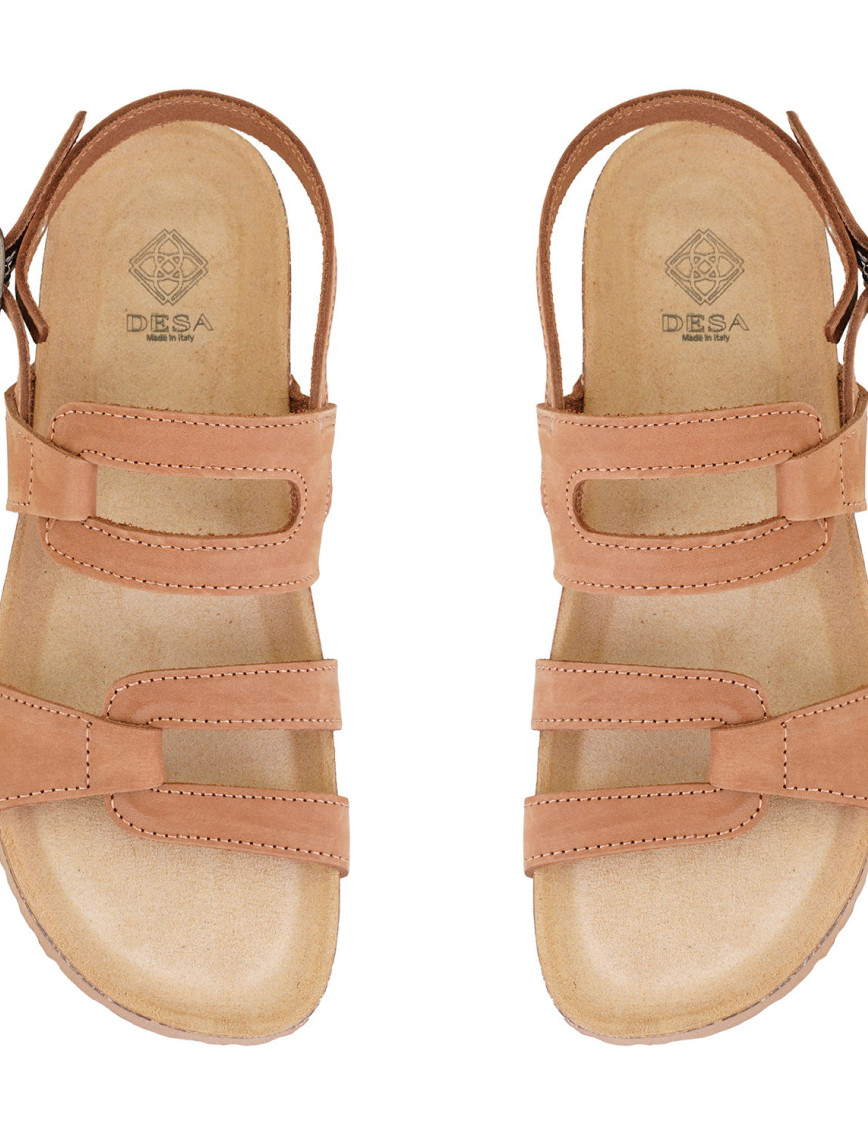 Kadın Taba Ayarlanabilir Tokalı Nubuk Deri Sandalet Kadın Taba Ayarlanabilir Tokalı Nubuk Deri Sandalet