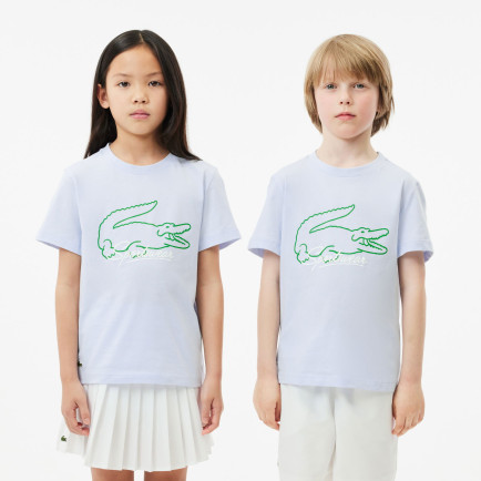 Lacoste Çocuk Bisiklet Yaka Baskılı Mavi T-Shirt Lacoste Çocuk Bisiklet Yaka Baskılı Mavi T-Shirt