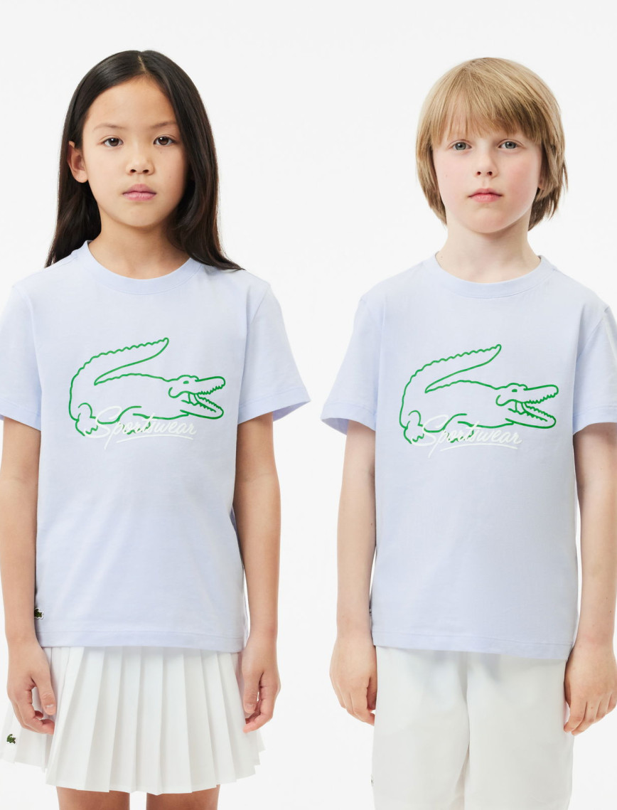 Lacoste Çocuk Bisiklet Yaka Baskılı Mavi T-Shirt Lacoste Çocuk Bisiklet Yaka Baskılı Mavi T-Shirt