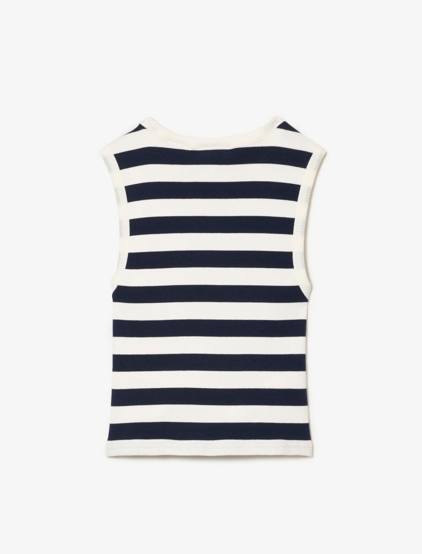 Lacoste Çocuk Kolsuz Bisiklet Yaka Çizgili Beyaz T-Shirt Lacoste Çocuk Kolsuz Bisiklet Yaka Çizgili Beyaz T-Shirt