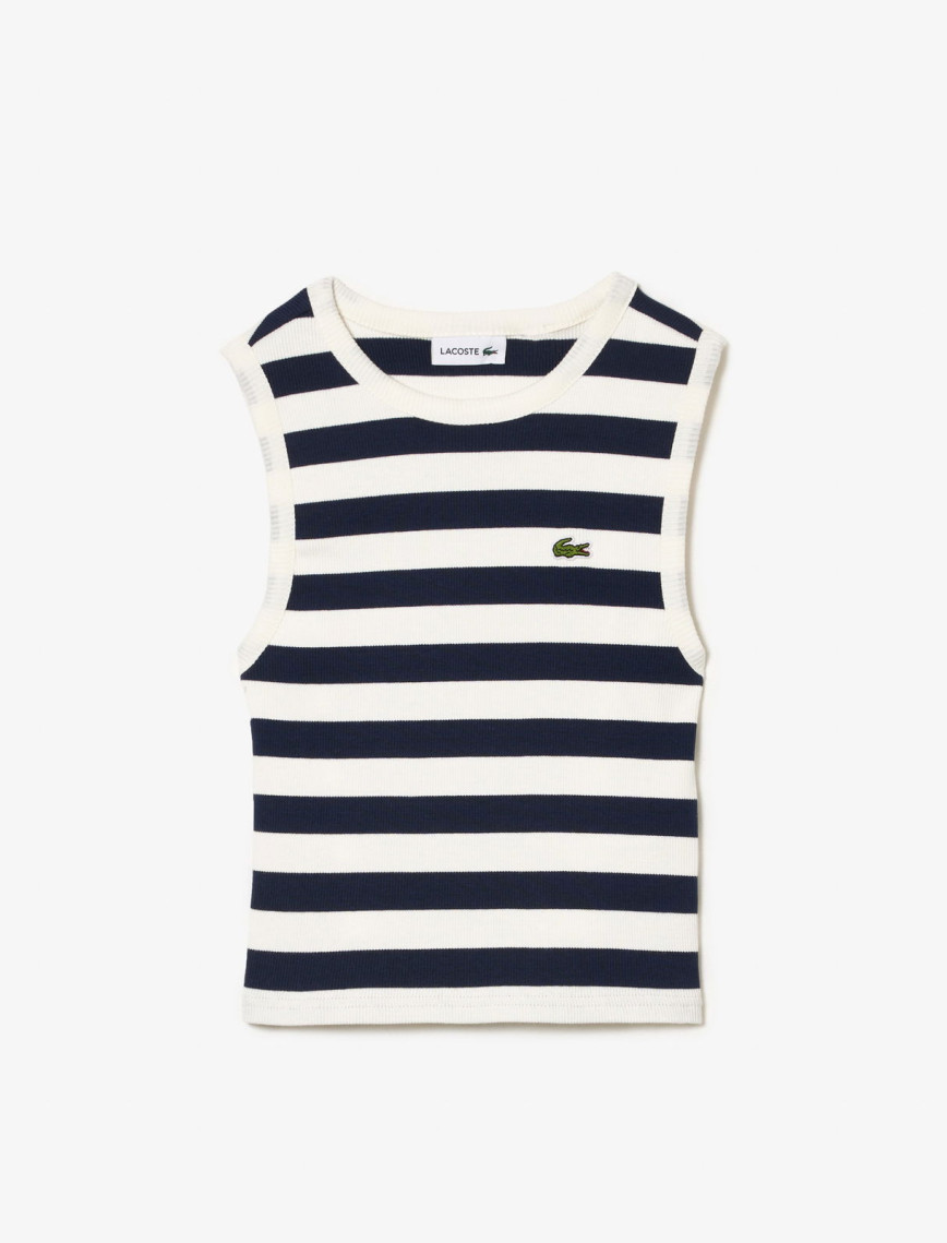 Lacoste Çocuk Kolsuz Bisiklet Yaka Çizgili Beyaz T-Shirt Lacoste Çocuk Kolsuz Bisiklet Yaka Çizgili Beyaz T-Shirt