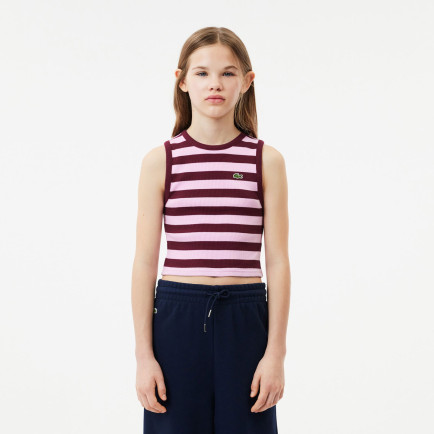 Lacoste Çocuk Kolsuz Bisiklet Yaka Çizgili Pembe T-Shirt Lacoste Çocuk Kolsuz Bisiklet Yaka Çizgili Pembe T-Shirt