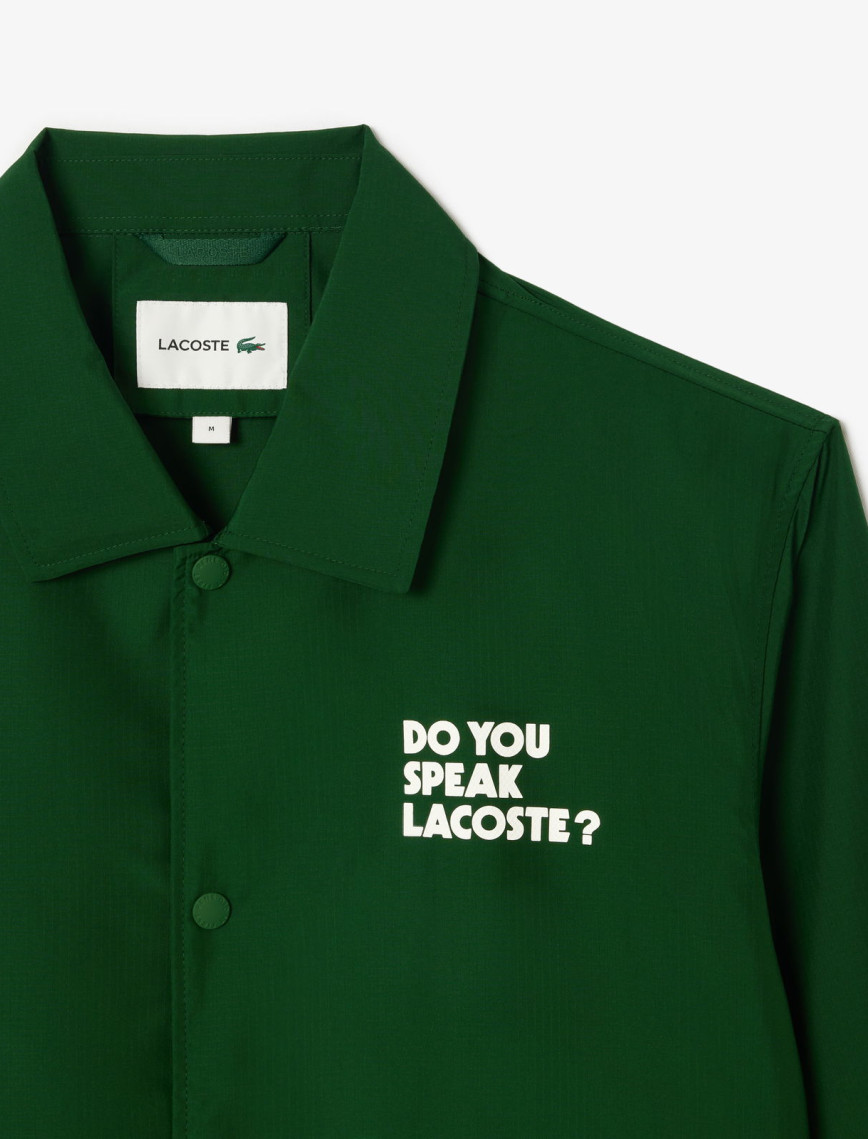 Lacoste Unisex Polo Yaka Baskılı Yeşil Ceket Lacoste Unisex Polo Yaka Baskılı Yeşil Ceket