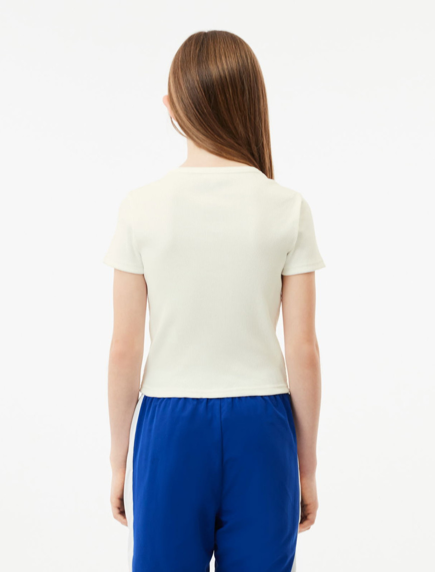 Lacoste Çocuk Bisiklet Yaka Beyaz T-Shirt Lacoste Çocuk Bisiklet Yaka Beyaz T-Shirt