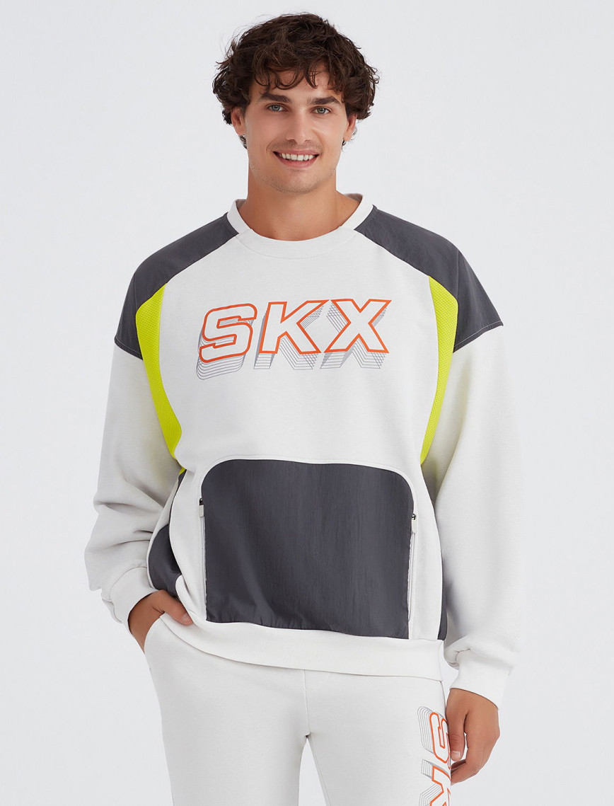 Skechers Lw Fleece Crew Neck Erkek Gri Sweatshirt