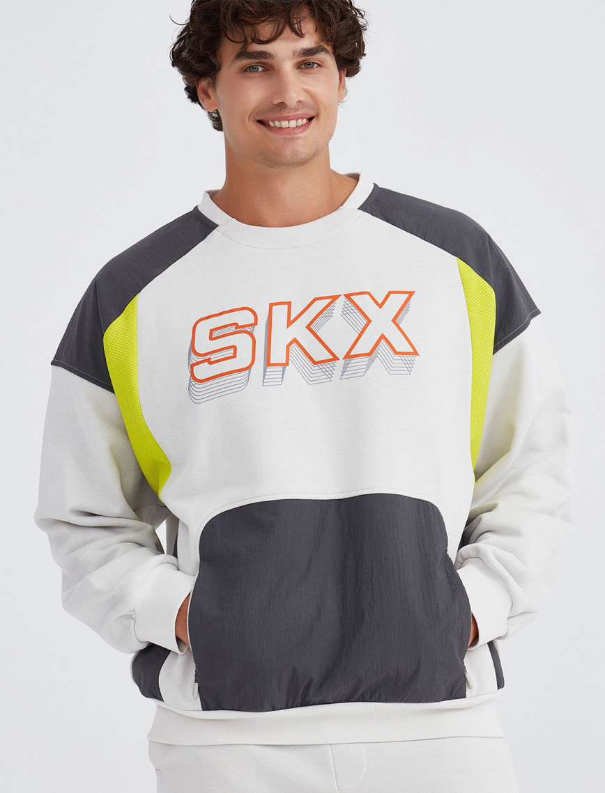Skechers Lw Fleece Crew Neck Erkek Gri Sweatshirt