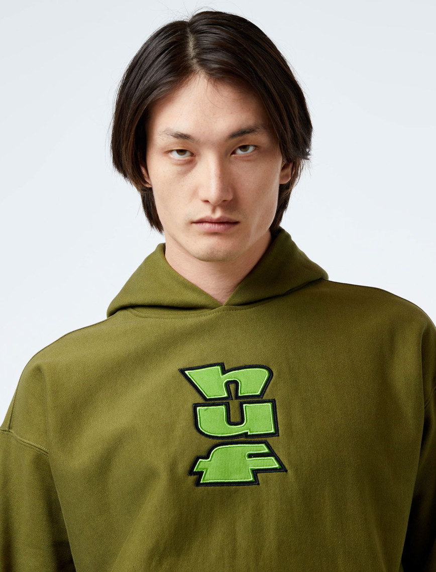 HUF Benton Heavyweight Fleece Erkek Yeşil Hoodie HUF Benton Heavyweight Fleece Erkek Yeşil Hoodie