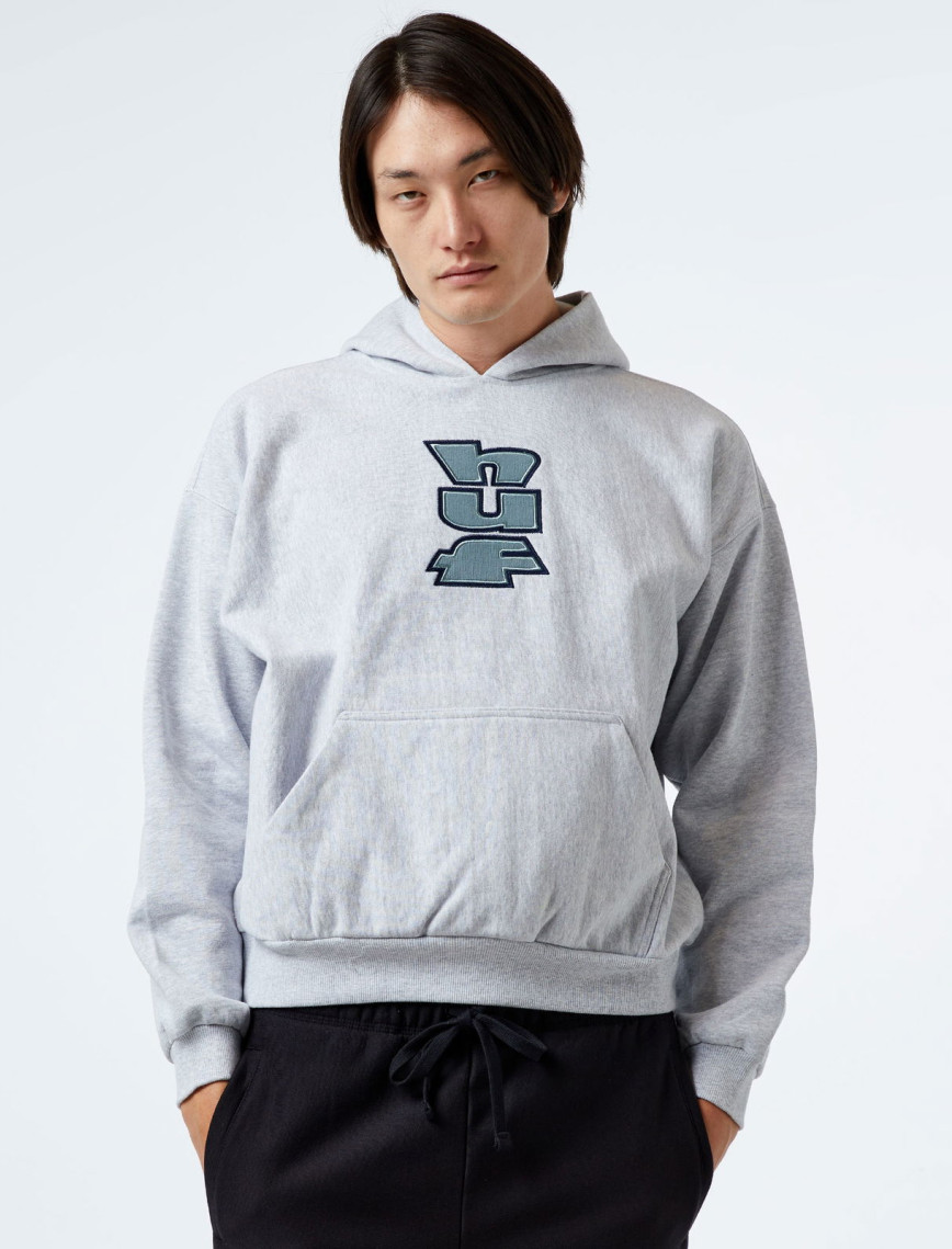 HUF Benton Heavyweight Fleece Erkek Gri Hoodie HUF Benton Heavyweight Fleece Erkek Gri Hoodie