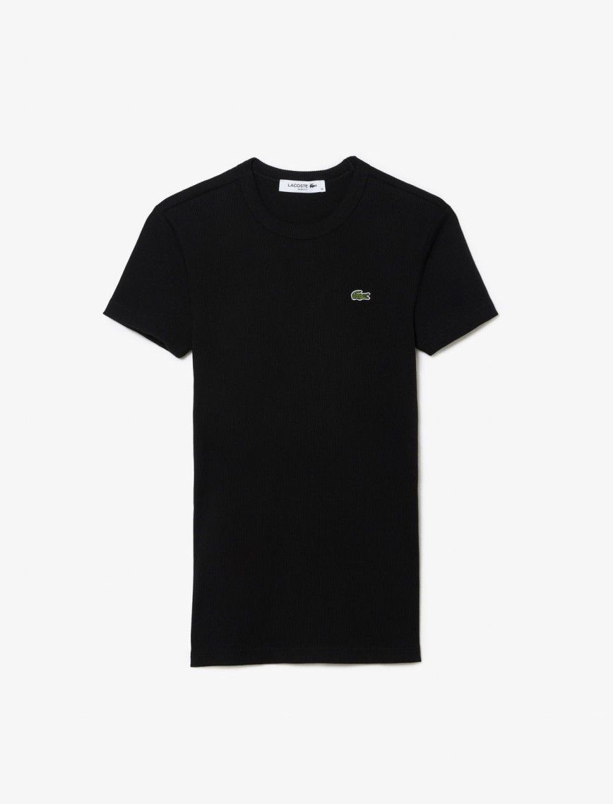 Lacoste Kadın Slim Fit Bisiklet Yaka Siyah T-Shirt Lacoste Kadın Slim Fit Bisiklet Yaka Siyah T-Shirt