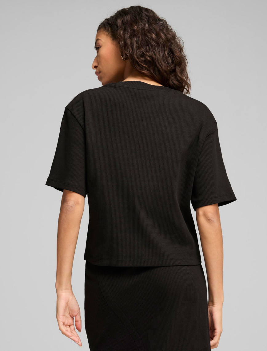 Puma Classıcs Ribbed Relaxed Kadın Siyah T-Shirt