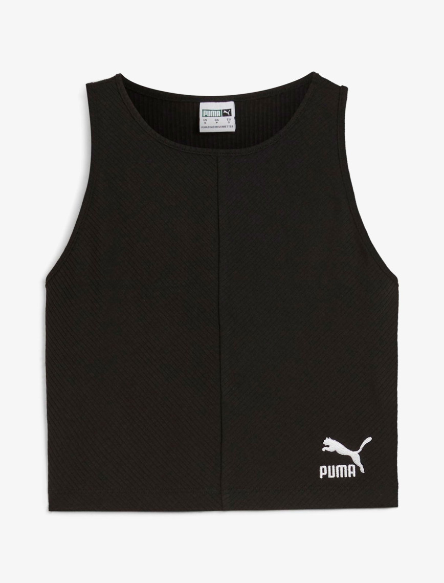 Puma Classıcs Ribbed Crop Top Kadın Siyah T-Shirt Puma Classıcs Ribbed Crop Top Kadın Siyah T-Shirt