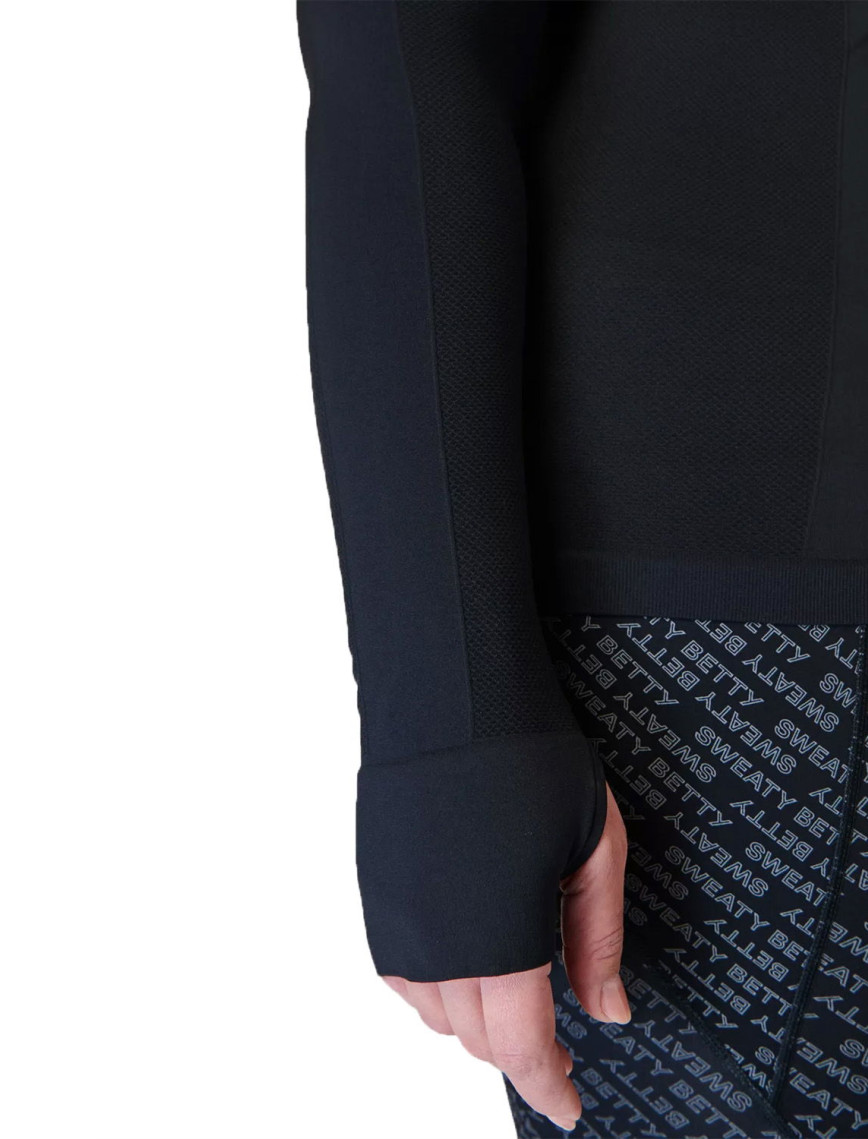 Sweaty Betty Athlete Seamless Workout Long Sleeve Top Kadın Siyah Fitness Tişört Sweaty Betty Athlete Seamless Workout Long Sleeve Top Kadın Siyah Fitness Tişört