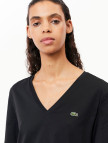 Lacoste Kadın Relaxed Fit V Yaka Siyah T-Shirt Lacoste Kadın Relaxed Fit V Yaka Siyah T-Shirt