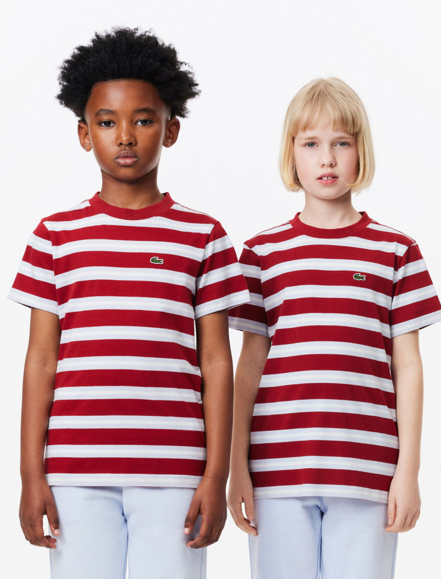 Lacoste Çocuk Bisiklet Yaka Çizgili Kırmızı T-Shirt Lacoste Çocuk Bisiklet Yaka Çizgili Kırmızı T-Shirt