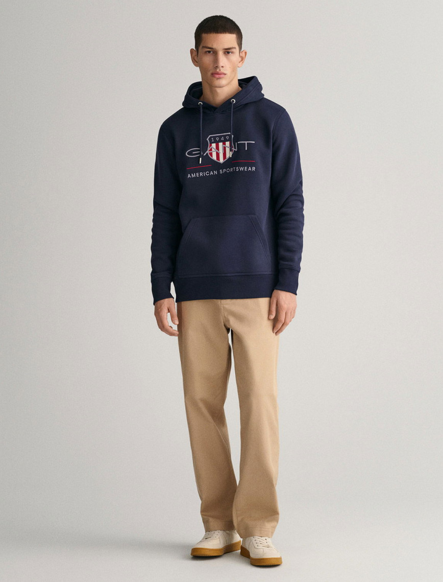 GANT Erkek Lacivert Regular Fit Kapüşonlu Logolu Sweatshirt GANT Erkek Lacivert Regular Fit Kapüşonlu Logolu Sweatshirt