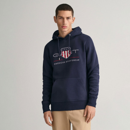 GANT Erkek Lacivert Regular Fit Kapüşonlu Logolu Sweatshirt GANT Erkek Lacivert Regular Fit Kapüşonlu Logolu Sweatshirt