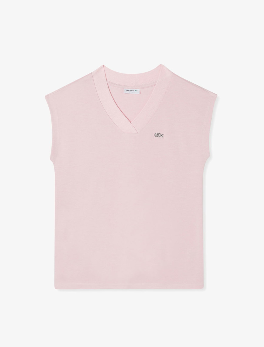 Lacoste Kadın Slim Fit V Yaka Açık Pembe T-Shirt Lacoste Kadın Slim Fit V Yaka Açık Pembe T-Shirt