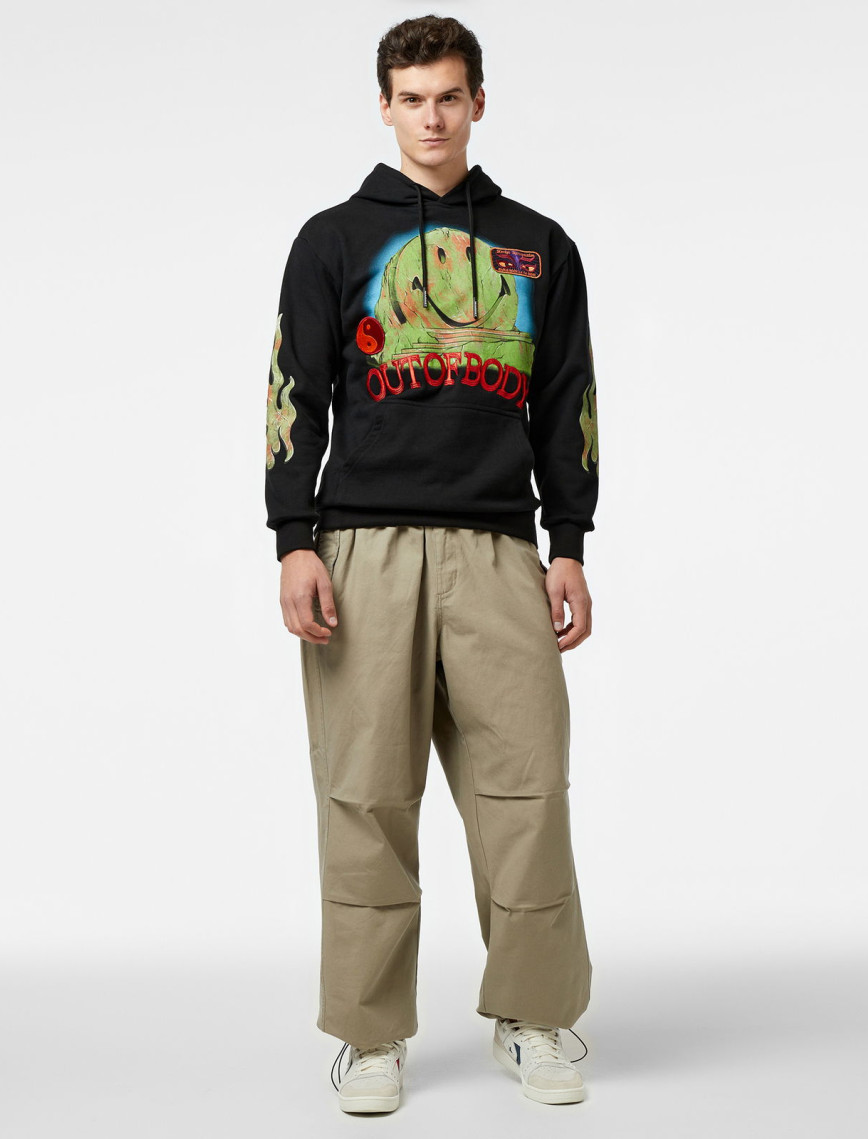 Market Smiley Out Of Body Erkek Siyah Hoodie Market Smiley Out Of Body Erkek Siyah Hoodie