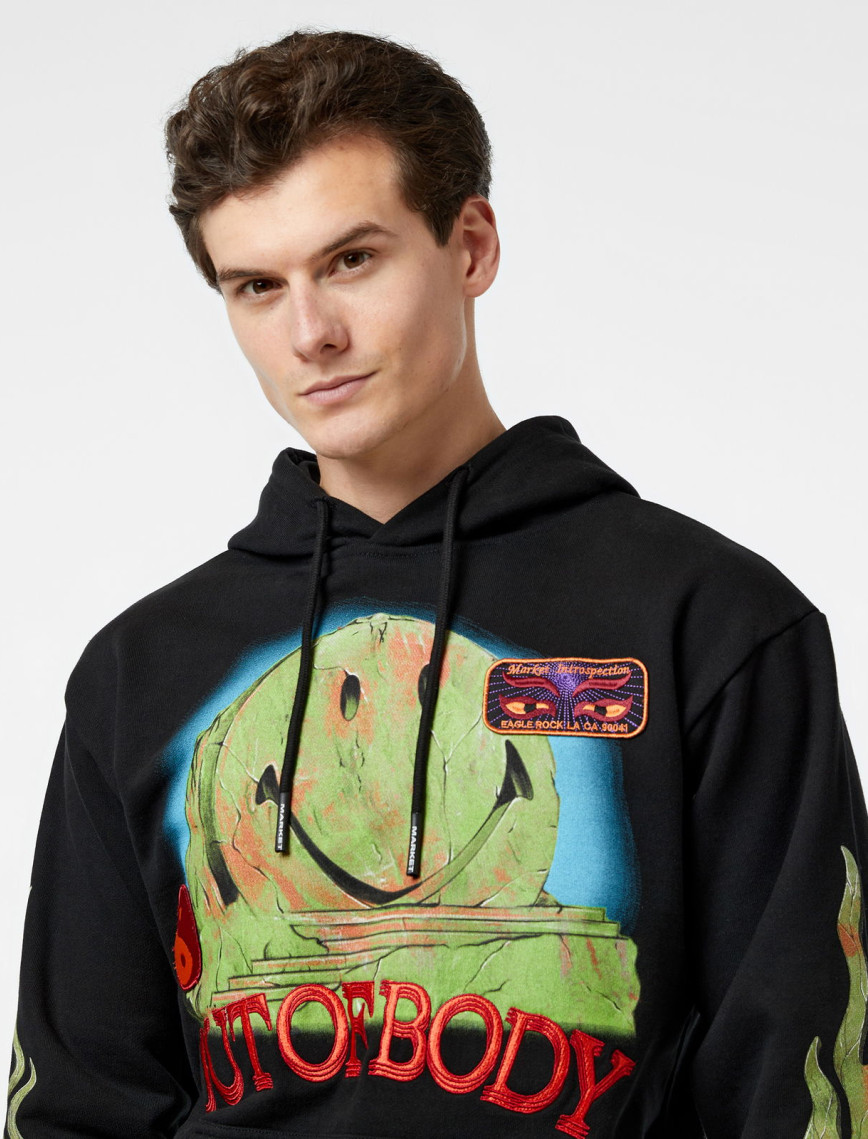 Market Smiley Out Of Body Erkek Siyah Hoodie Market Smiley Out Of Body Erkek Siyah Hoodie
