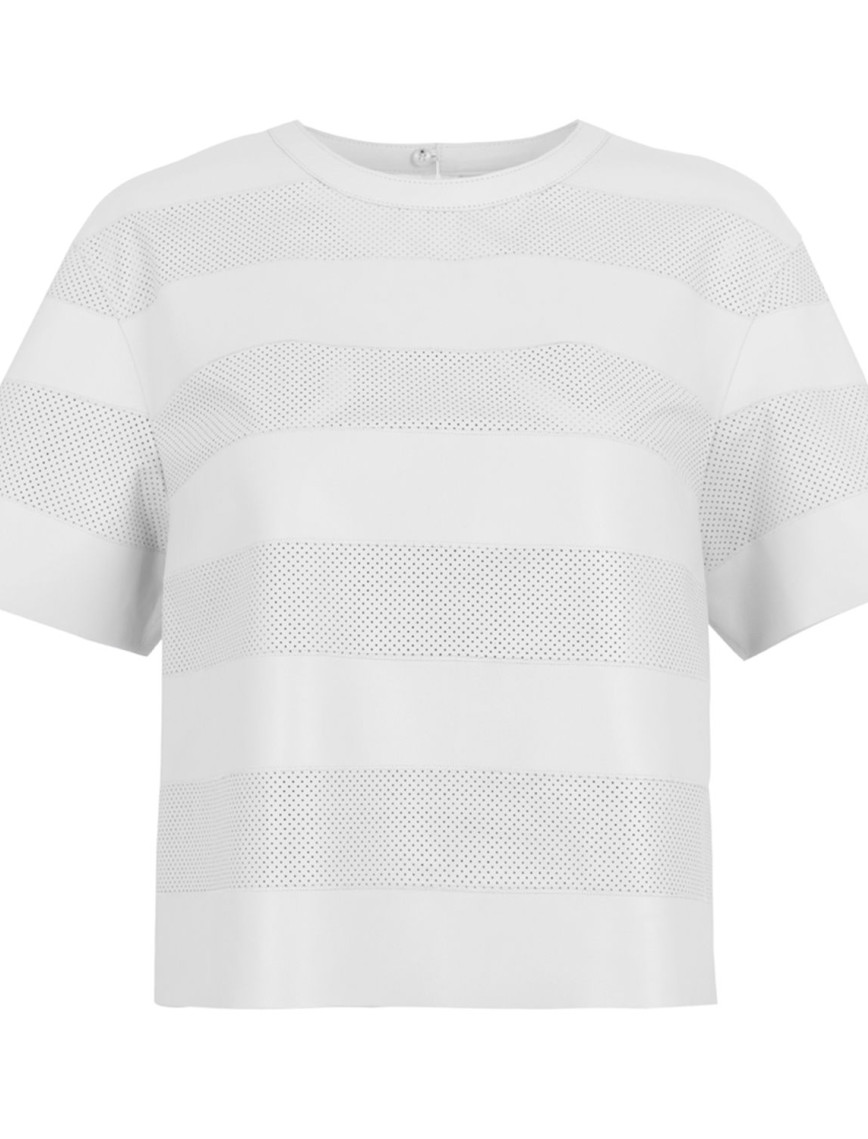 Linea Beyaz Kadın Perforeli Süet Deri Crop Bluz Linea Beyaz Kadın Perforeli Süet Deri Crop Bluz