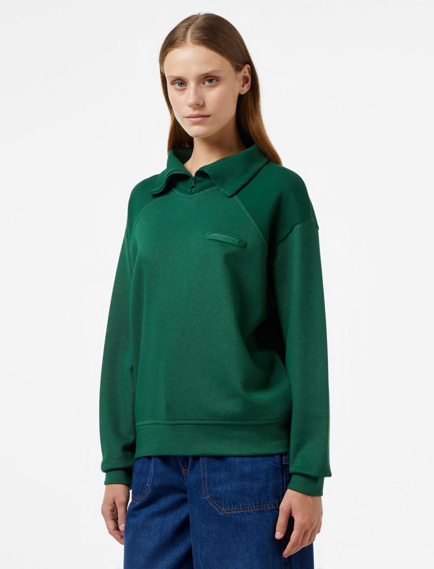 Lacoste Kadın Regular Fit Fermuarlı Dik Yaka Beyaz Sweatshirt Lacoste Kadın Regular Fit Fermuarlı Dik Yaka Beyaz Sweatshirt