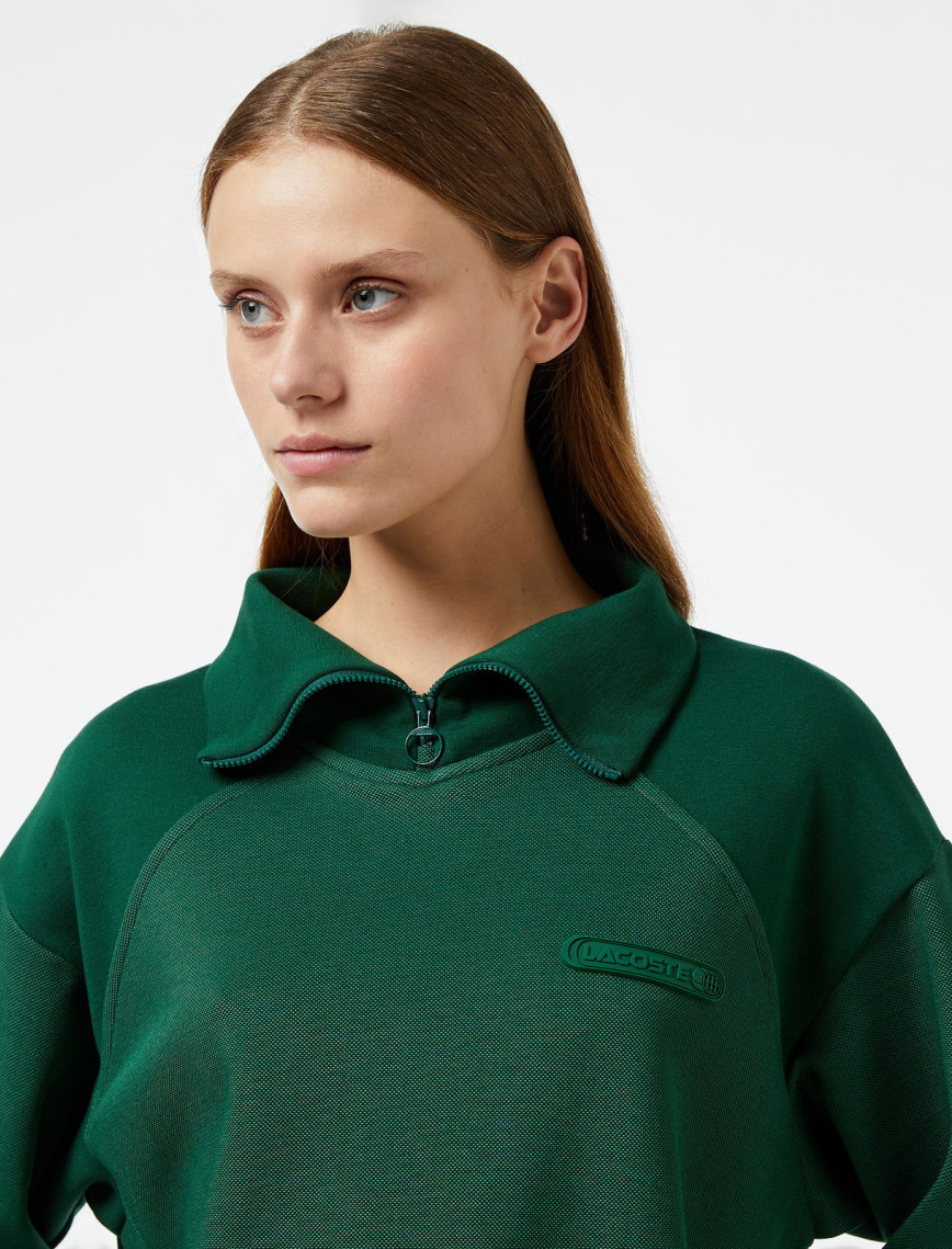 Lacoste Kadın Regular Fit Fermuarlı Dik Yaka Koyu Yeşil Sweatshirt Lacoste Kadın Regular Fit Fermuarlı Dik Yaka Koyu Yeşil Sweatshirt