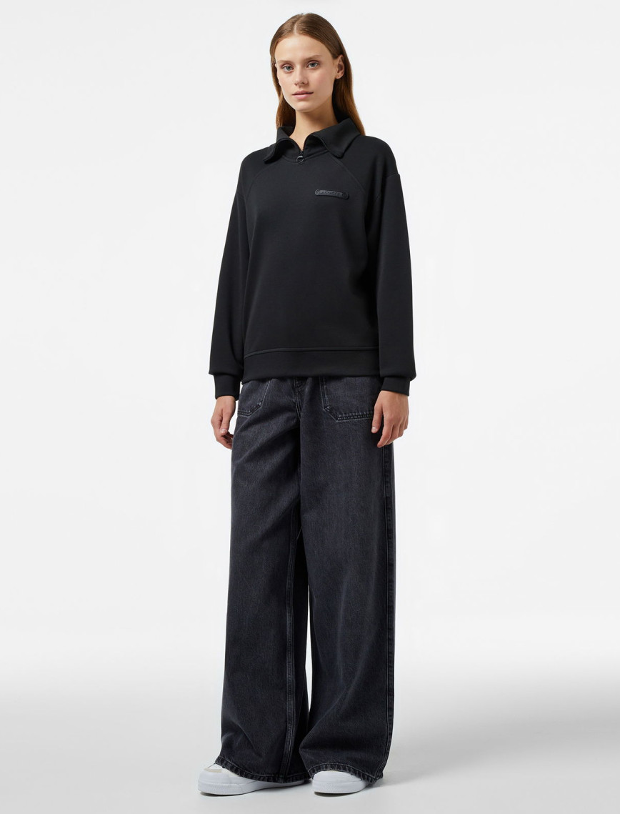 Lacoste Kadın Regular Fit Fermuarlı Dik Yaka Siyah Sweatshirt Lacoste Kadın Regular Fit Fermuarlı Dik Yaka Siyah Sweatshirt