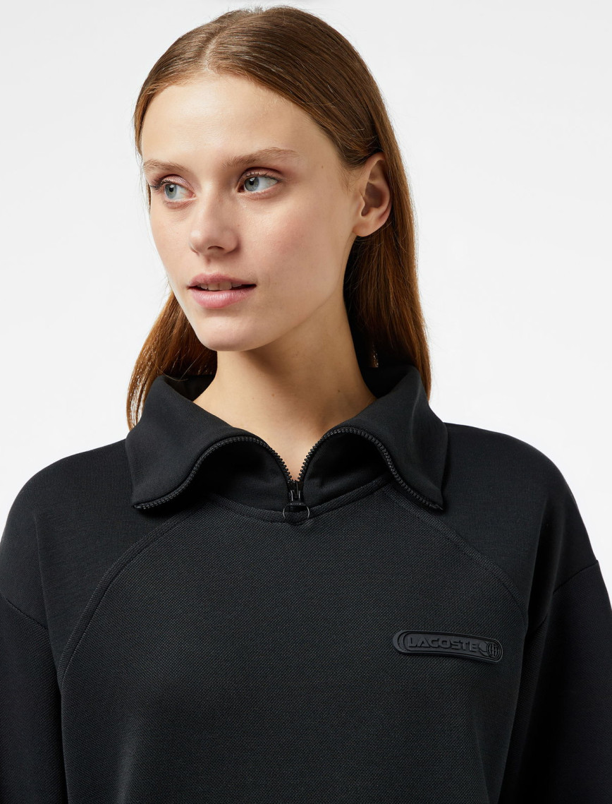 Lacoste Kadın Regular Fit Fermuarlı Dik Yaka Siyah Sweatshirt Lacoste Kadın Regular Fit Fermuarlı Dik Yaka Siyah Sweatshirt