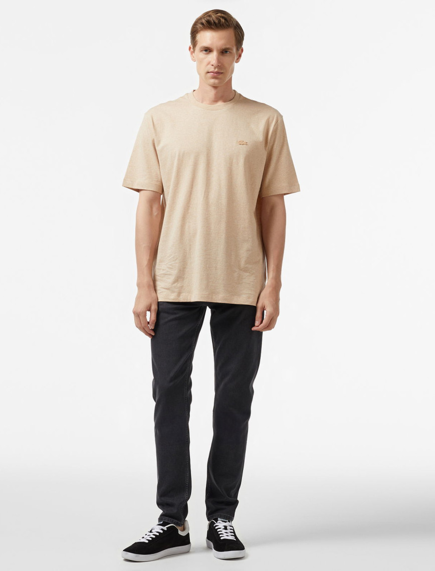 Lacoste Erkek Loose Fit Bisiklet Yaka Bej T-Shirt Lacoste Erkek Loose Fit Bisiklet Yaka Bej T-Shirt