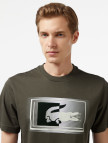 Lacoste Erkek Regular Fit Bisiklet Yaka Baskılı Haki T-Shirt