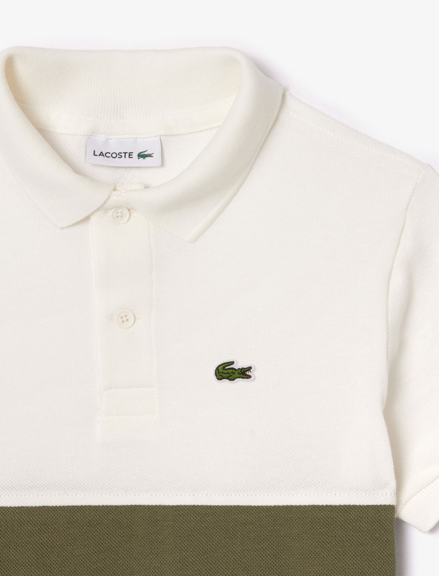 Lacoste Çocuk Renk Bloklu Beyaz Polo Lacoste Çocuk Renk Bloklu Beyaz Polo