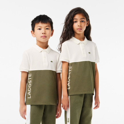 Lacoste Çocuk Renk Bloklu Beyaz Polo Lacoste Çocuk Renk Bloklu Beyaz Polo