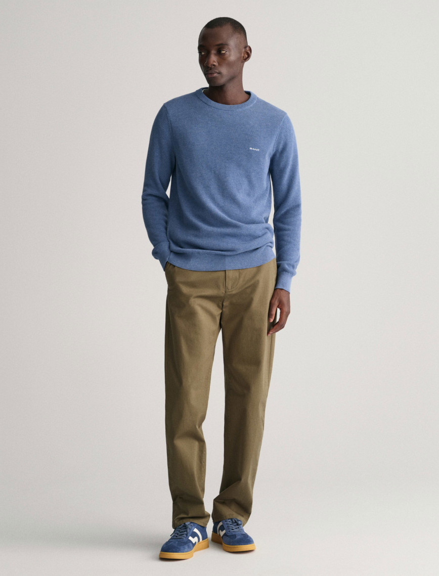 GANT Erkek Mavi Regular Fit Bisiklet Yaka Kazak GANT Erkek Mavi Regular Fit Bisiklet Yaka Kazak