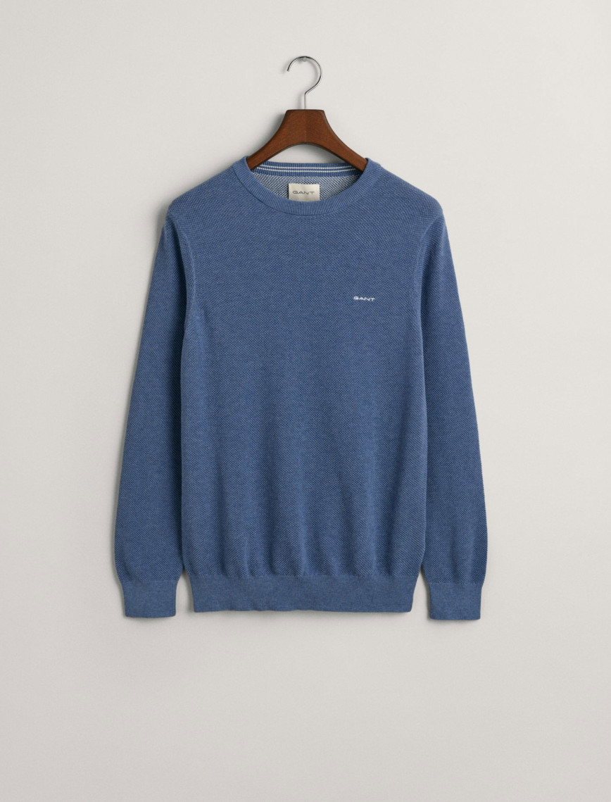 GANT Erkek Mavi Regular Fit Bisiklet Yaka Kazak GANT Erkek Mavi Regular Fit Bisiklet Yaka Kazak