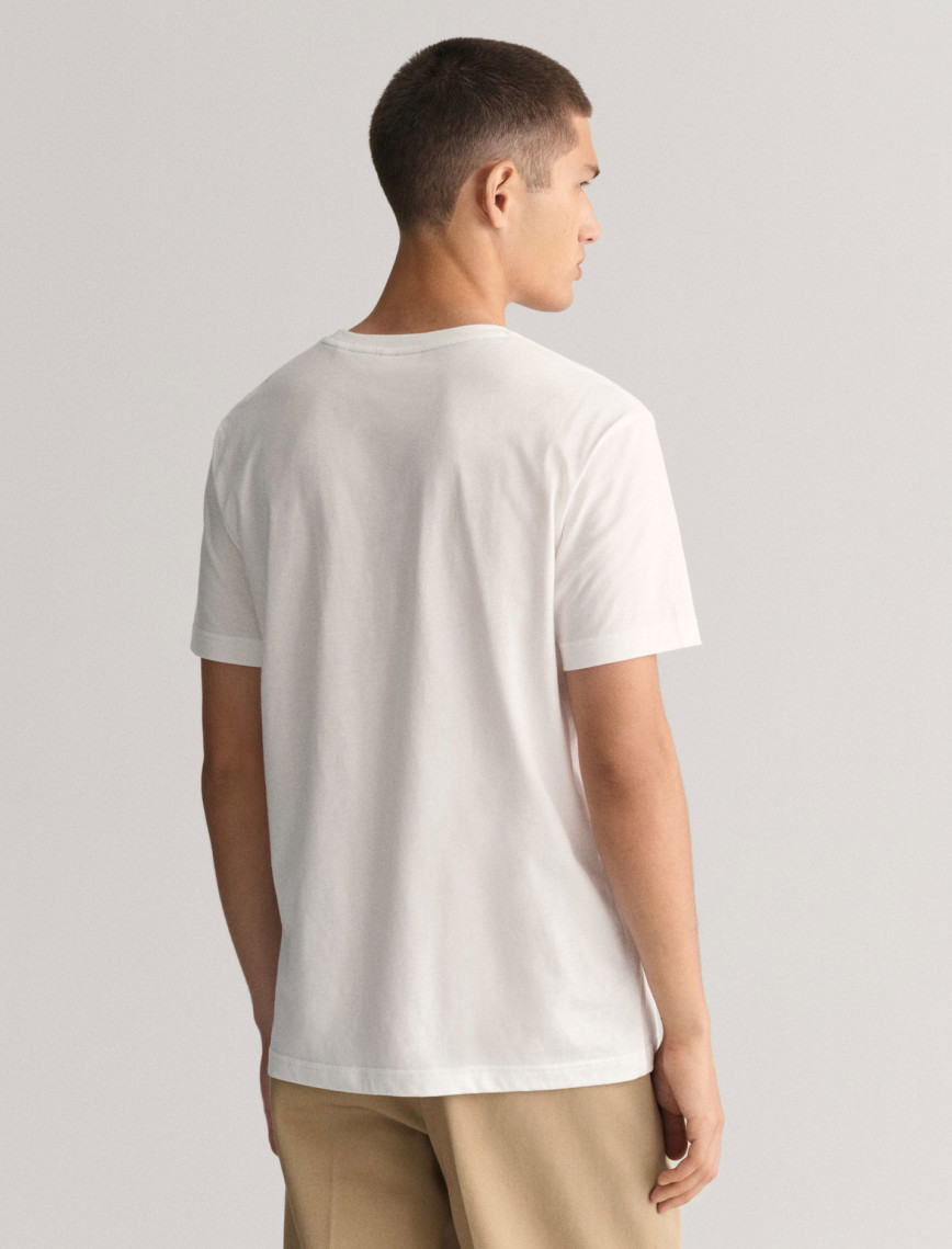 GANT Erkek Beyaz Regular Fit Bisiklet Yaka Logolu T-Shirt GANT Erkek Beyaz Regular Fit Bisiklet Yaka Logolu T-Shirt