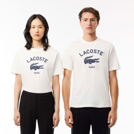 Lacoste Unisex Bisiklet Yaka Baskılı Beyaz T-Shirt Lacoste Unisex Bisiklet Yaka Baskılı Beyaz T-Shirt
