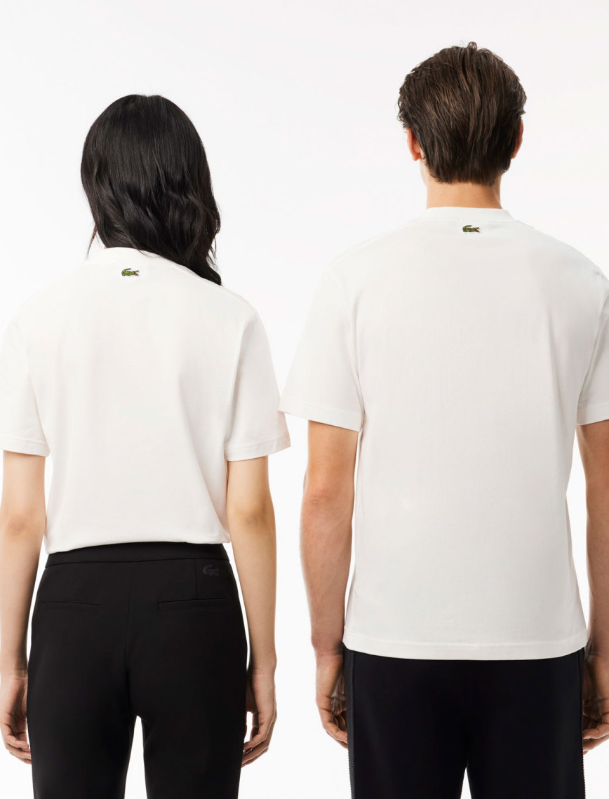 Lacoste Unisex Bisiklet Yaka Baskılı Beyaz T-Shirt Lacoste Unisex Bisiklet Yaka Baskılı Beyaz T-Shirt