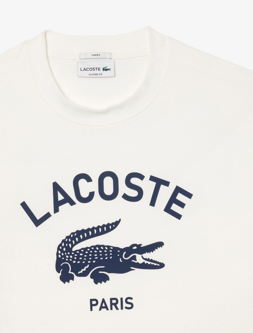 Lacoste Unisex Bisiklet Yaka Baskılı Beyaz T-Shirt Lacoste Unisex Bisiklet Yaka Baskılı Beyaz T-Shirt
