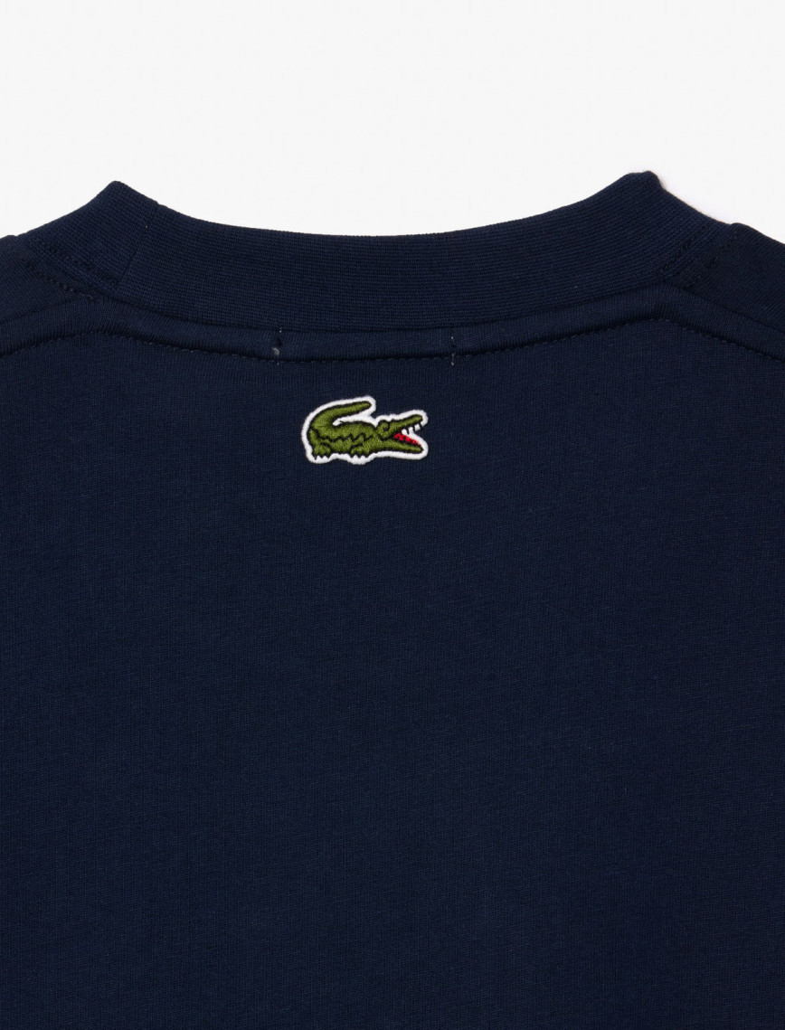 Lacoste Unisex Bisiklet Yaka Baskılı Lacivert T-Shirt
