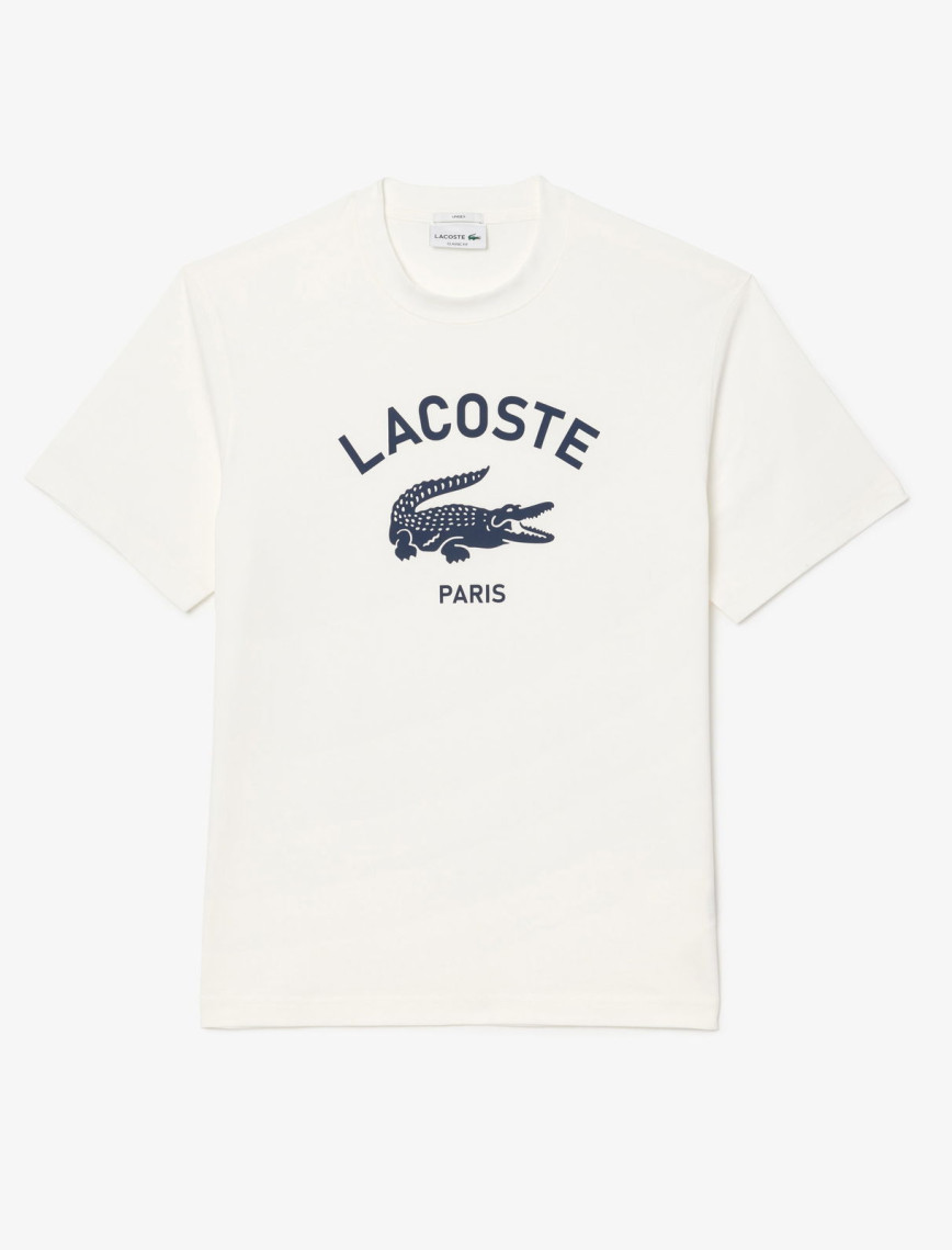 Lacoste Unisex Bisiklet Yaka Baskılı Beyaz T-Shirt Lacoste Unisex Bisiklet Yaka Baskılı Beyaz T-Shirt