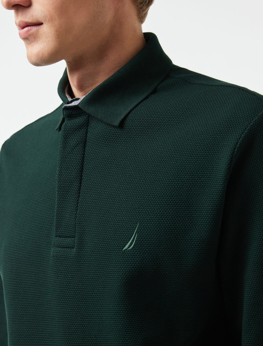 Nautica Erkek Yeşil Slim Fit Uzun Kollu Polo
