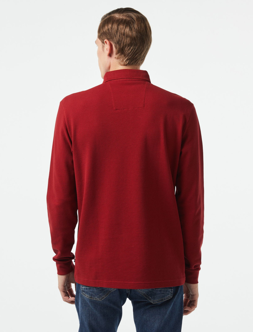 Nautica Erkek Bordo Slim Fit Uzun Kollu Polo